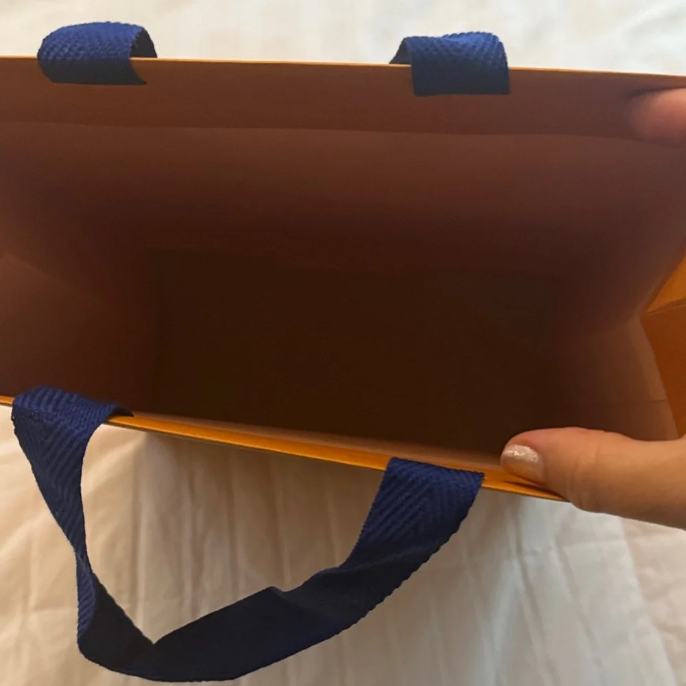 Louis Vuitton Orange Gift Shopper with Blue Ribbon Handle